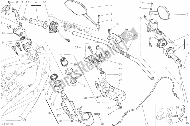 Todas las partes para Manillar Y Controles de Ducati Monster 797 Thailand USA 2020